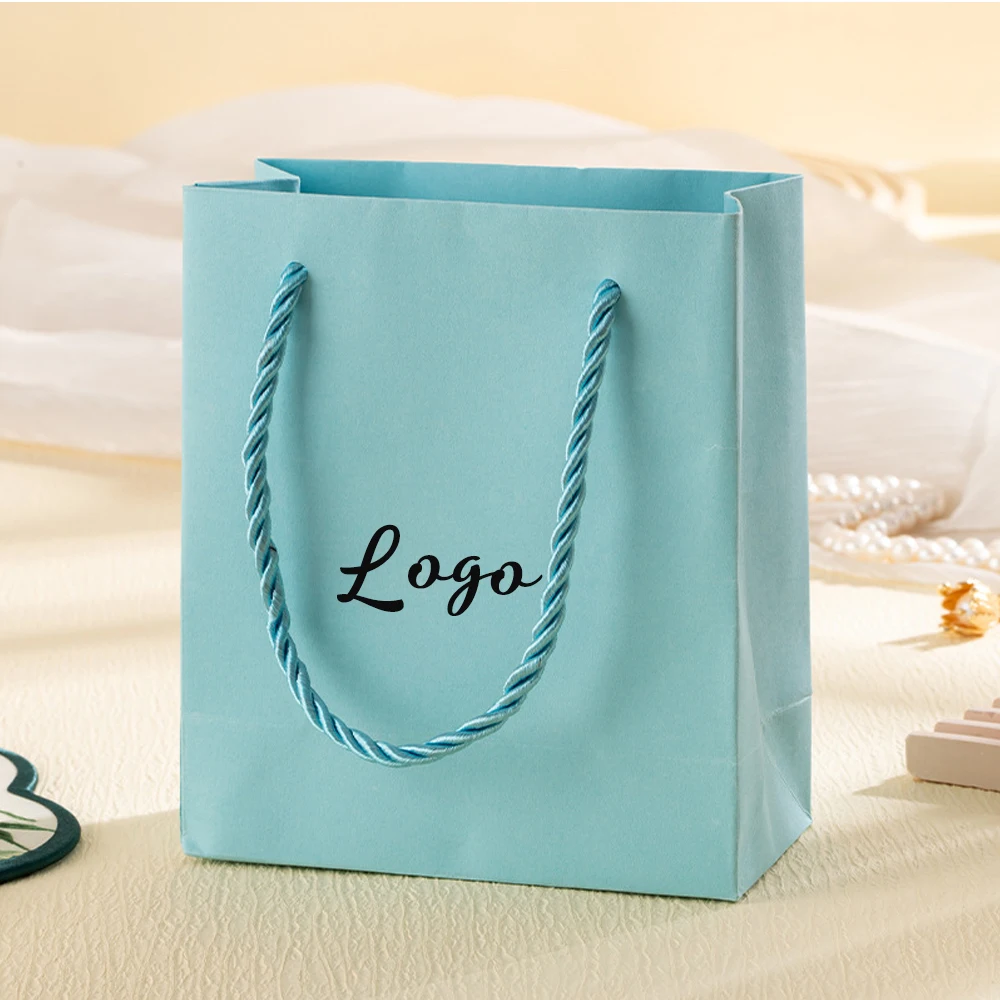 أكياس هدايا صغيرة بمقابض 14x12.5x6 سنتيمتر الوردي شكرا لك ورقة هدية التفاف حقيبة بوتيك التسوق السائبة لحفل الزفاف دش الزفاف #4