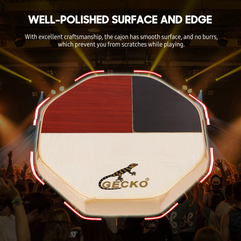 GECKO SD6 Cajon Hand Drum Cajon Drum Percussion Instrument with Carrying Bag Portable for Outdoor Travel Camping 2024