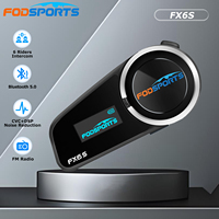 Fodsports FX6S Motorcycle Intercom for 6 Riders Bluetooth Helmet Headsets with LED Screen,FM Radio,Waterproof