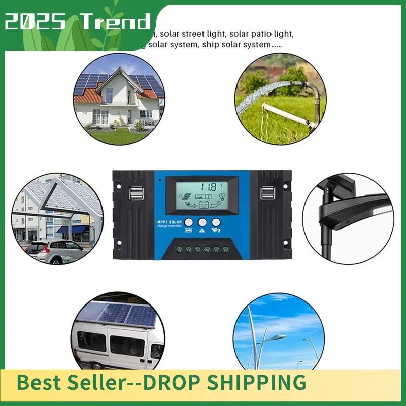 AD33 HOT 100A MPPT Solar Charge Controller Dual USB LCD Display 12V/24V Auto Solar Cell Panel Charger Regulator With Load Easy I