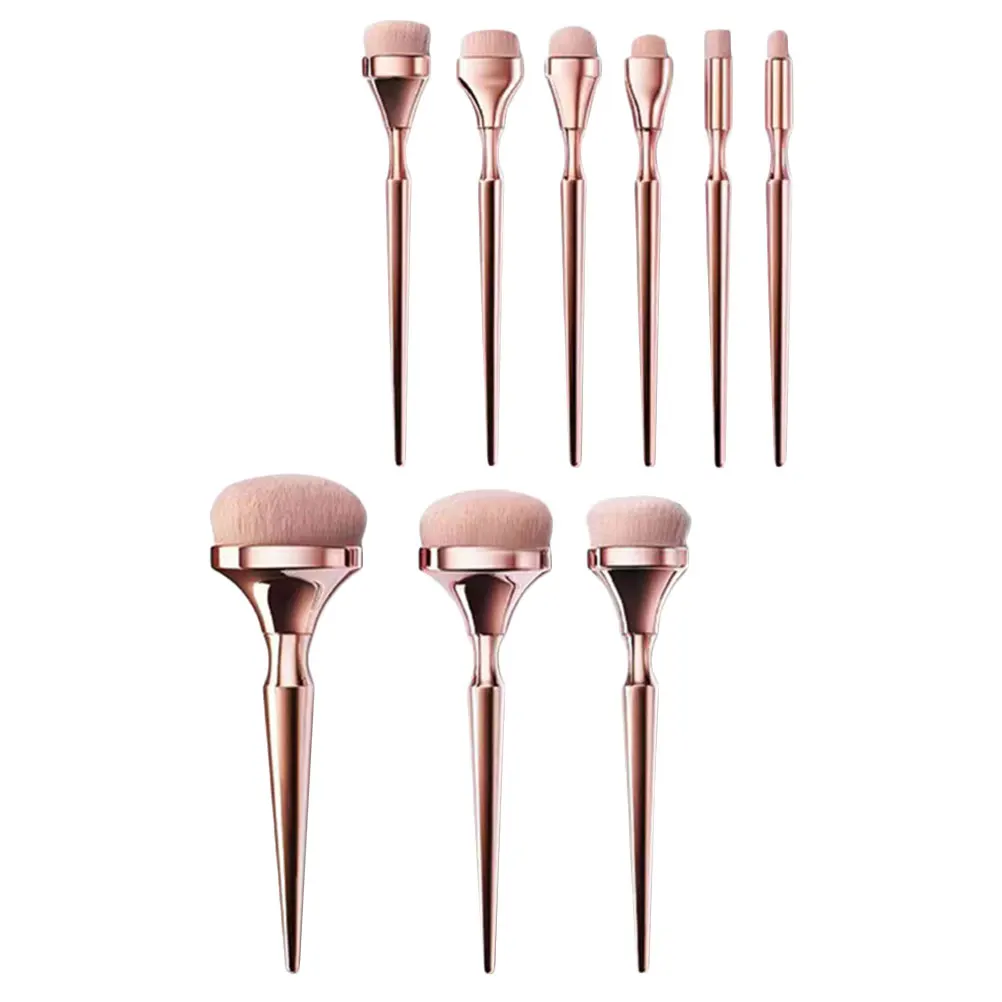 Conjunto de pincéis de maquiagem profissional, 9 peças, elegante, portátil, ferramentas de beleza facial para mulheres, blush, sombra, pó solto, cosméticos flexíveis