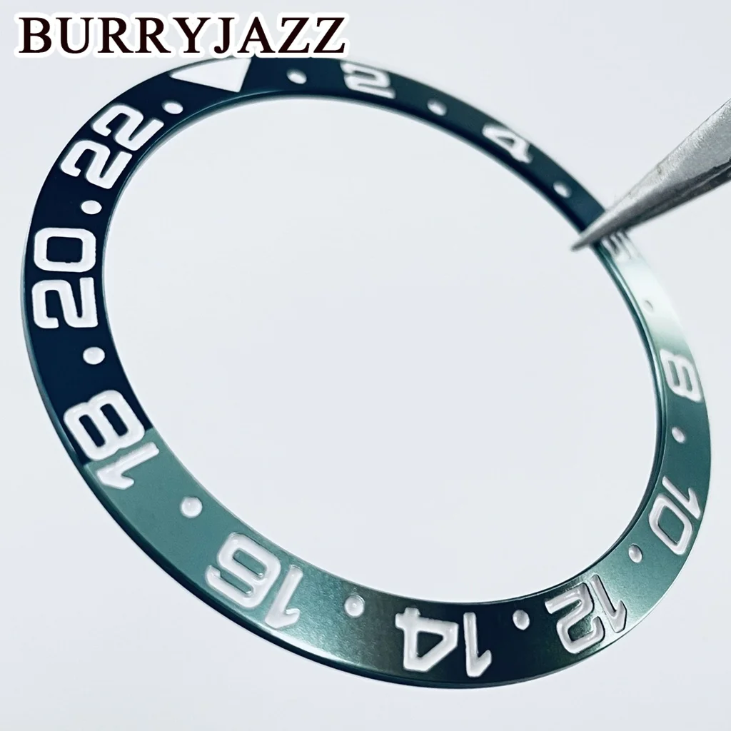 BURRYJAZZ 38mm * 30.6mm Donkergroen Lichtgroen Aluminium Bezel Insert Fit 40mm Case NH35 NH34 GMT Automatisch uurwerk Horloge