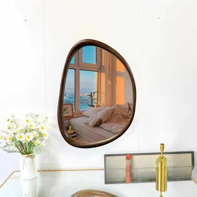 Interior Furniture Irregular Wooden Bathroom Wall Mirror Creative Decorative Wall Mirror