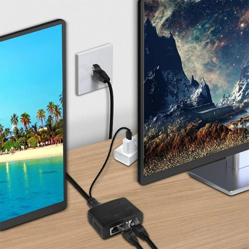 Bộ chuyển mạch mạng 3 cổng 100 Mbps Bộ chuyển mạch Ethernet RJ45 Bộ chuyển đổi PC 3 trong 1