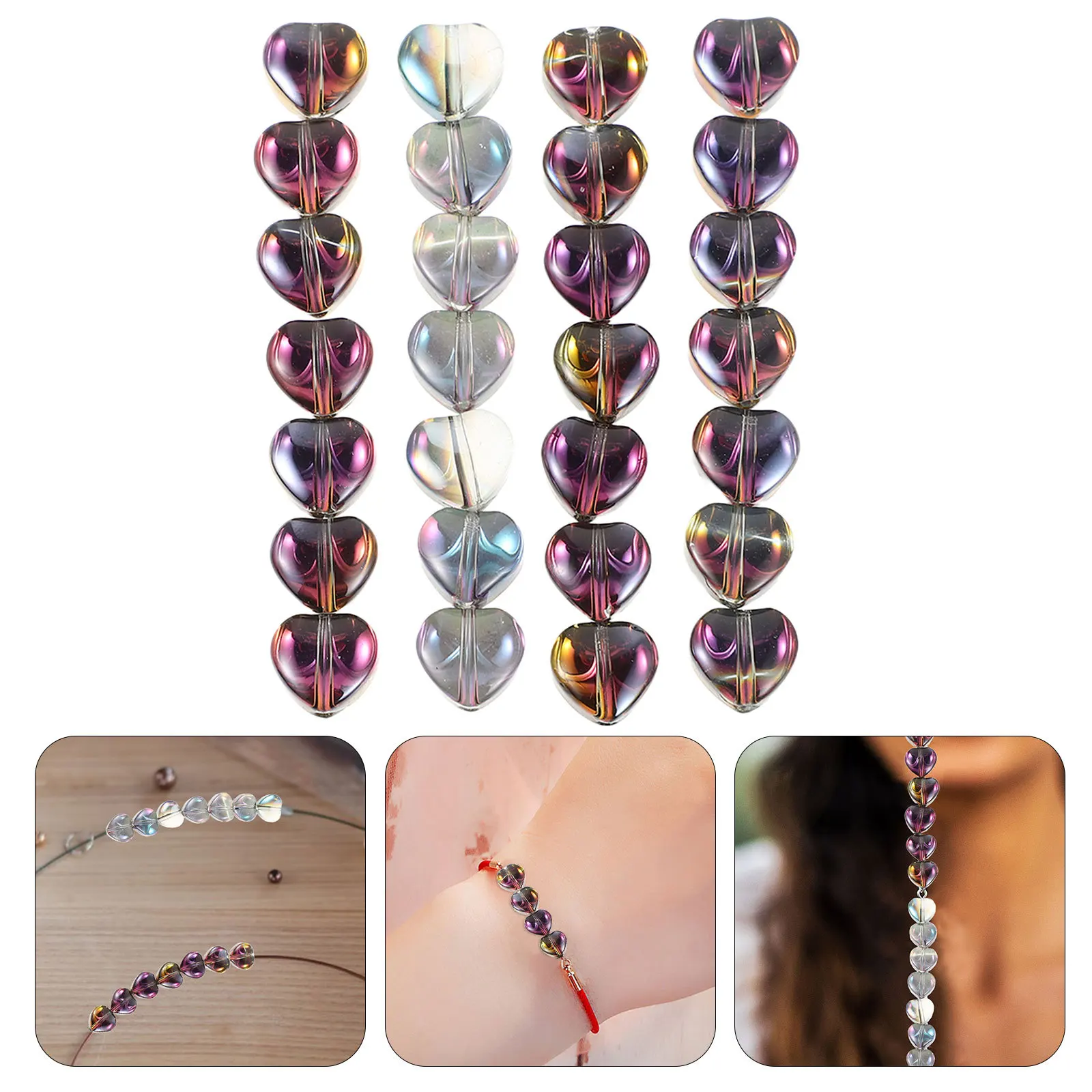 

80Pcs Heart Beads Gradient Color for Jewelry Making Necklaces Bracelets DIY Accessories Glass Beads