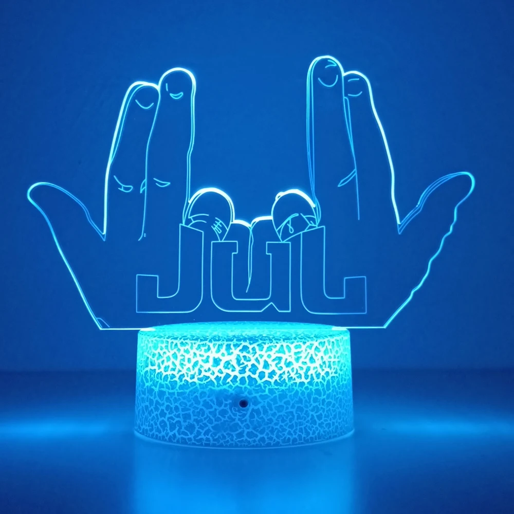 3D Rap singer Julien Mari gesture logo Night Light with Remote Control Room Decor Lamp Birthday Valentine\'s Day Christmas Gifts