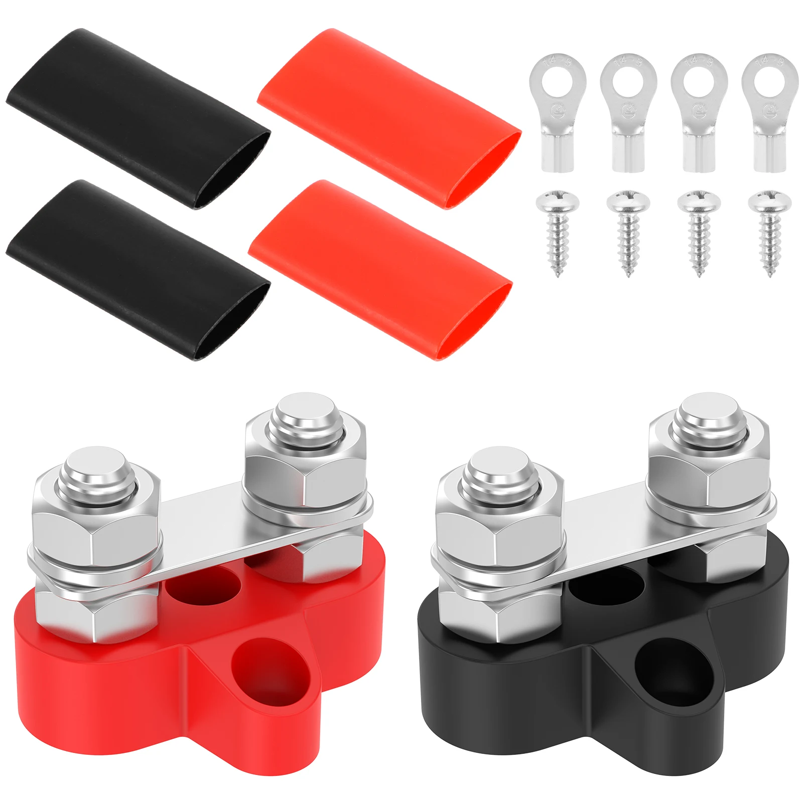 

Шина Шины Надежный блок распределения питания M8 Блок распределения аккумулятора Клеммная колодка провода аккумулятора Двойные шпильки 5/16 дюймов