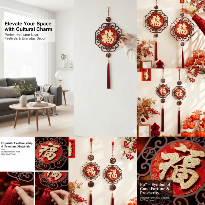 

Chinese New Year 2026 Year Of The Horse Fu Hanging Decoration Festive Door Ornament Lucky Red Home Living Room Decor Gifts New