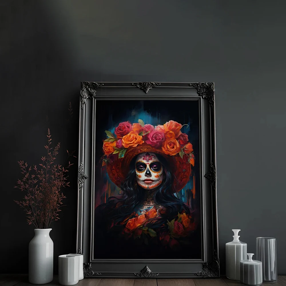 Modern Mexico La Catrina Día de Los Muertos Wall Art Prints Canvas Painting Poster Pictures For Living Room Home Decor