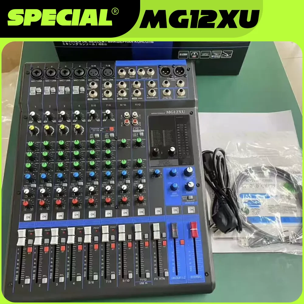Audio Mixer 12 Channel MG12XU 24-Bit USB Console with Effects Audio Mixer Mixing Console for Wedding & Stage Performance