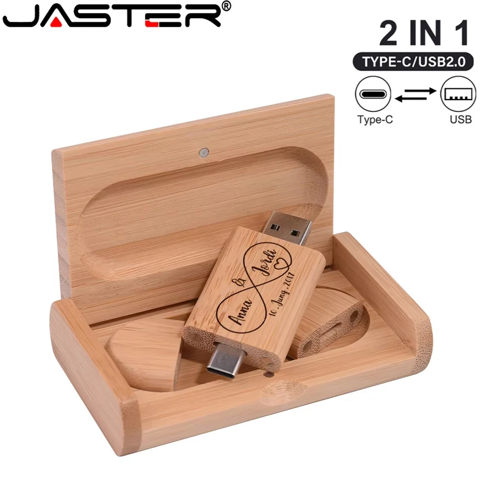 

JASTER Деревянный флэш-накопитель TYPE-C USB 2.0 128 ГБ с бесплатным логотипом и коробкой, 64 ГБ, флэш-накопитель, 32 ГБ, свадебный креативный подарок, U-диск