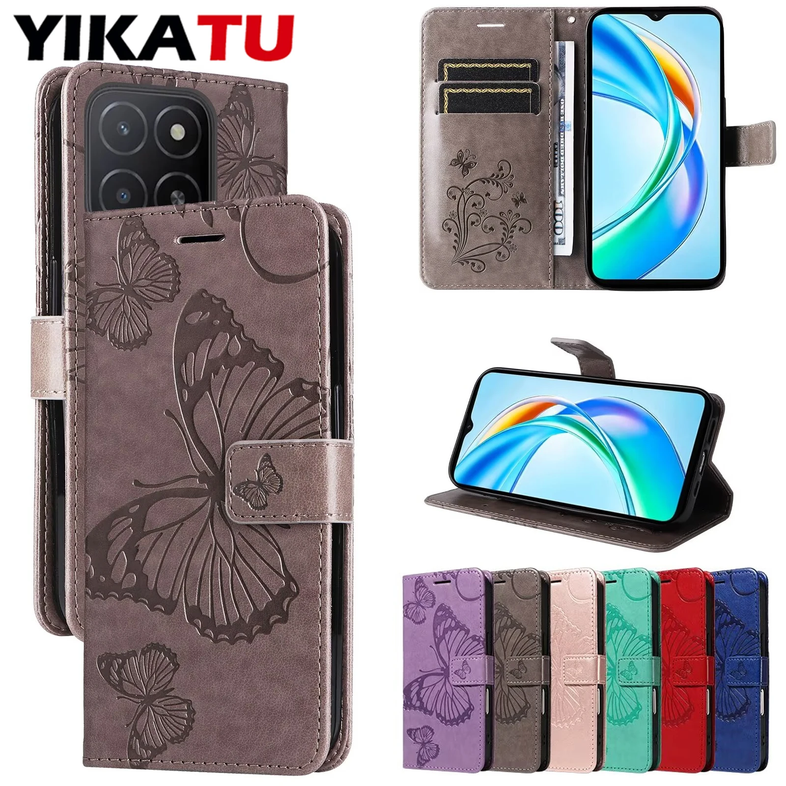 

Wallet Magnetic Flip Card Slot Leather Phone Case For Huawei Honor X5B Plus 4G 7A Mini Maimang 7 6 Enjoy 9 8E 7S 50 Pro Cover