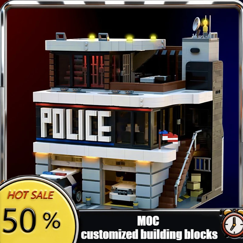 NEW 2743PCS City Hot Selling Street View Moc Police Department model DIY creative ideas Child Toy Assembly Puzzle birthday Gift