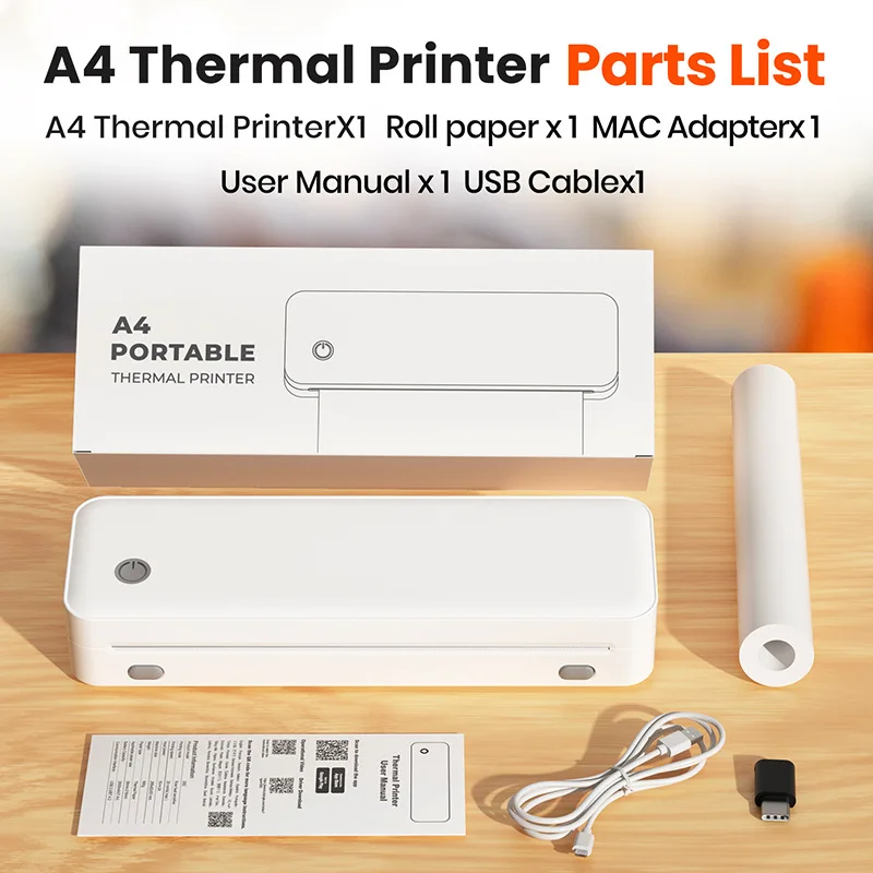 

Printer Portable A4 Tattoo Mobile Office Business Travel Thermal Inkless Printer