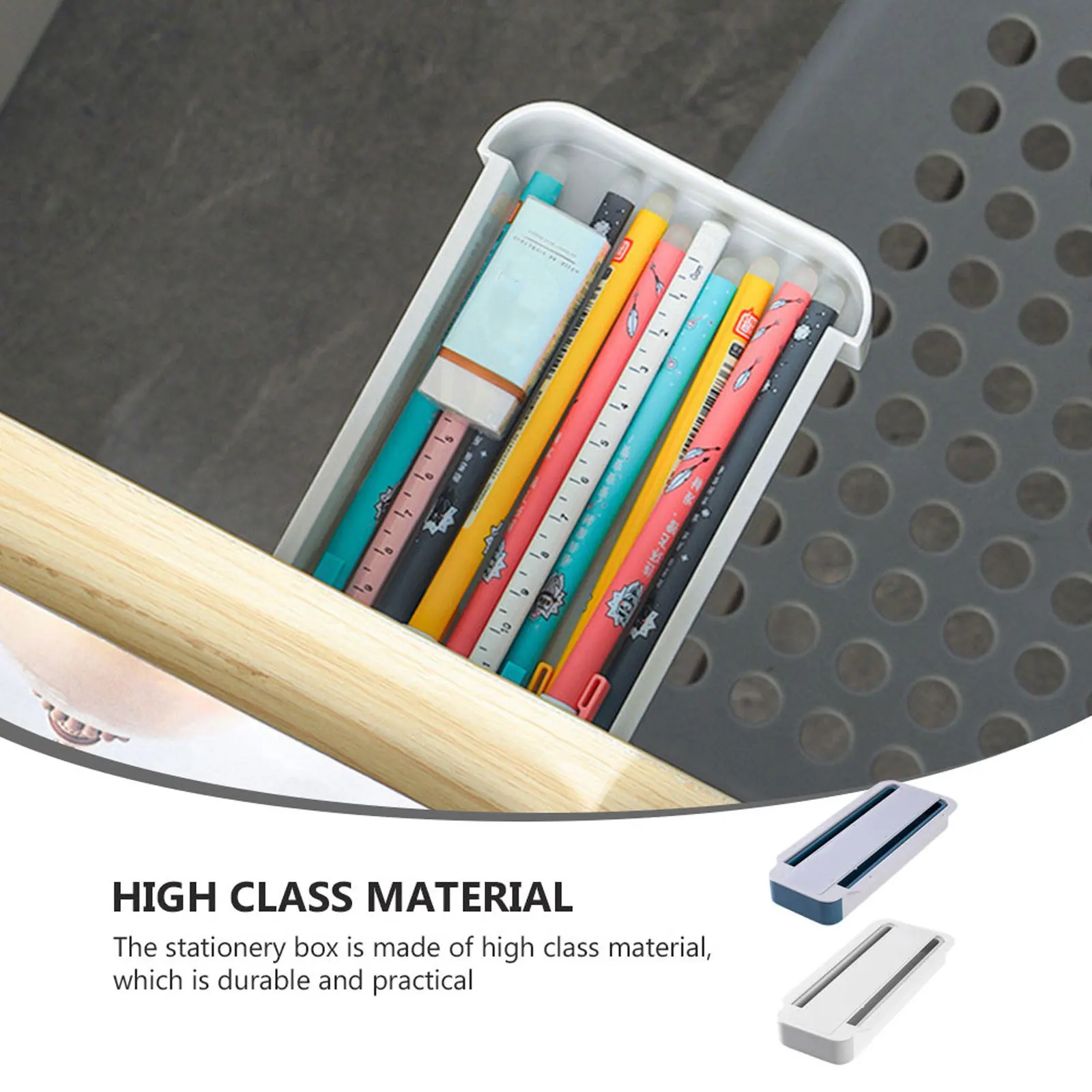 

2Pcs Under Table Drawer Pencil Boxes Hidden Stationery Boxes Self-Adhesive Desk Storage Organizer Hidden Stationery Box