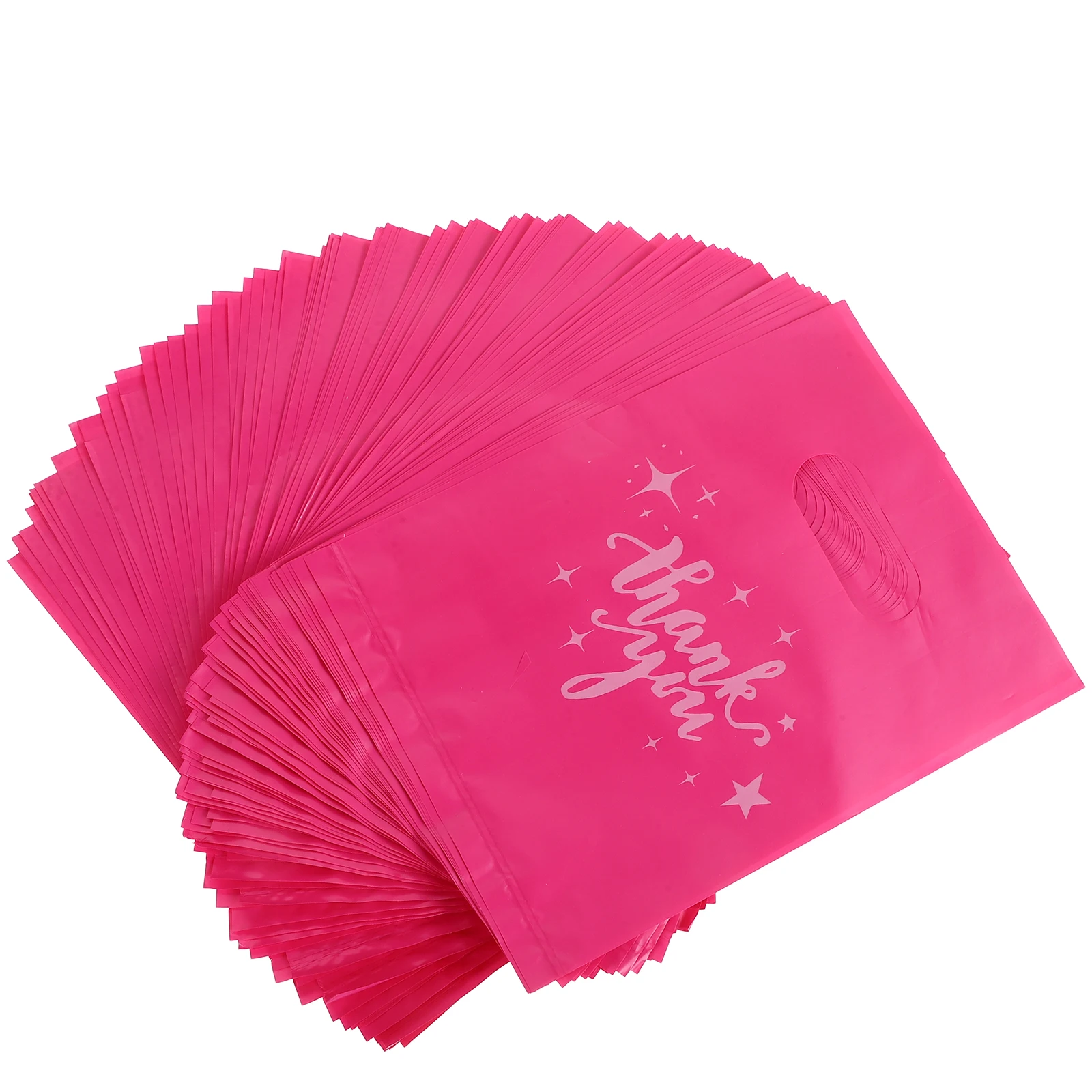 

100 pcs Gift Ultrathick Glossy Flat Pocket Reusable Thank You Bags For Business Party Christmas Candy Goody Bags With Handles