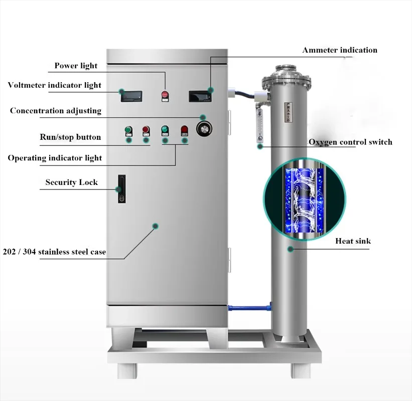 Industrial 300g Ozonator High Concentration Stainless Steel 304 CE Certified for Wastewater Treatment Water Purifier Custom