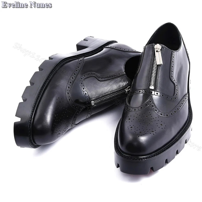 Black Wear Resistant Men Shoes Round Toe High Heels Male Shoes British Style Spring Casual Shoes Size 37-44 Zapatillas Mujer