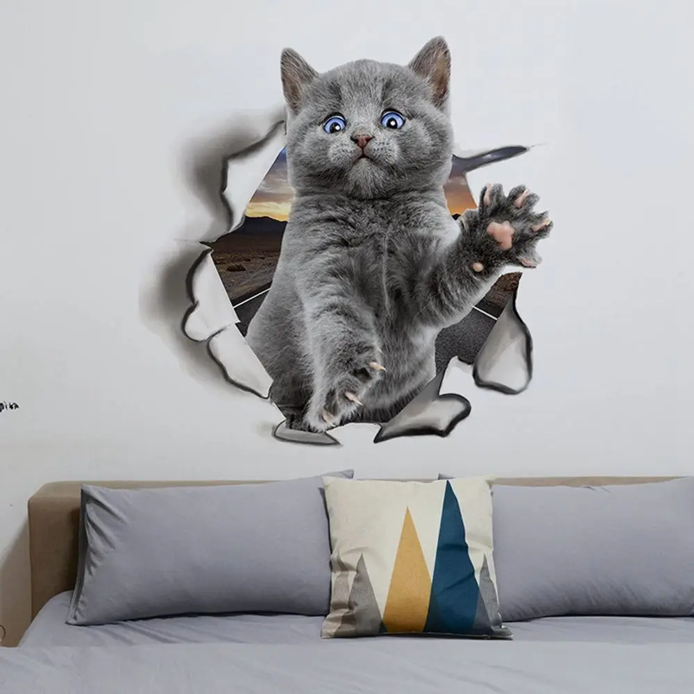 

Kitten Puppy Art Vivid Animal Decor Wall Sticker Home Decoration DIY Wc Accessories Toilet Decorative Toilet Stickers Wc Mural