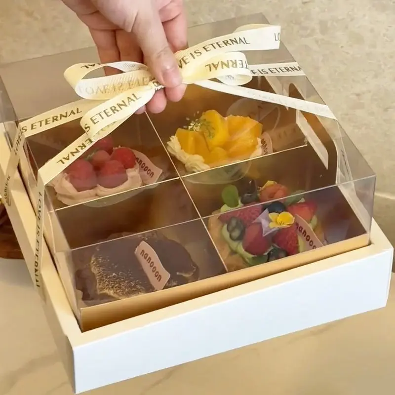 

Прозрачная коробка для суставов с четырьмя ящиками, коробка для мусса и торта, коробка для вестерн, выпечка на вынос, коробка для пикника, теробеденный чай, паги...