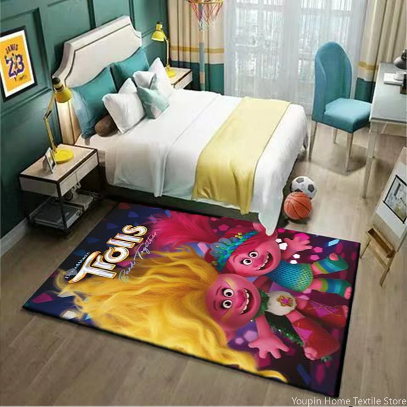 Disney Trolls Band Together Kids Non-slip Large Area Rug 3D Carpet for Home Living Room Baby Bedroom Sofa Doormat Decor Mat Gift