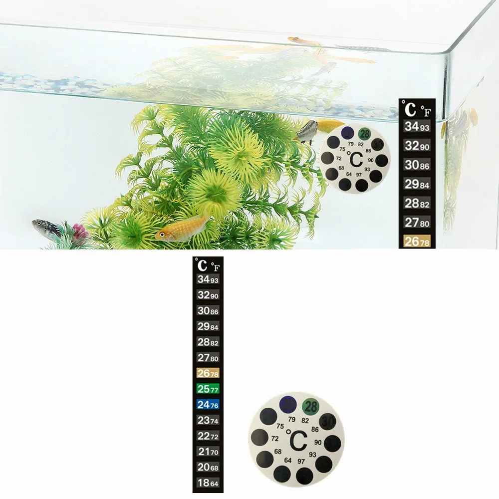 5Pcs/10Pcs Aquarium Fish Tank Strip Stick-on discolor Thermometer Sticker Adhesive Sticky Dual Scale Sticker Temperature Tools