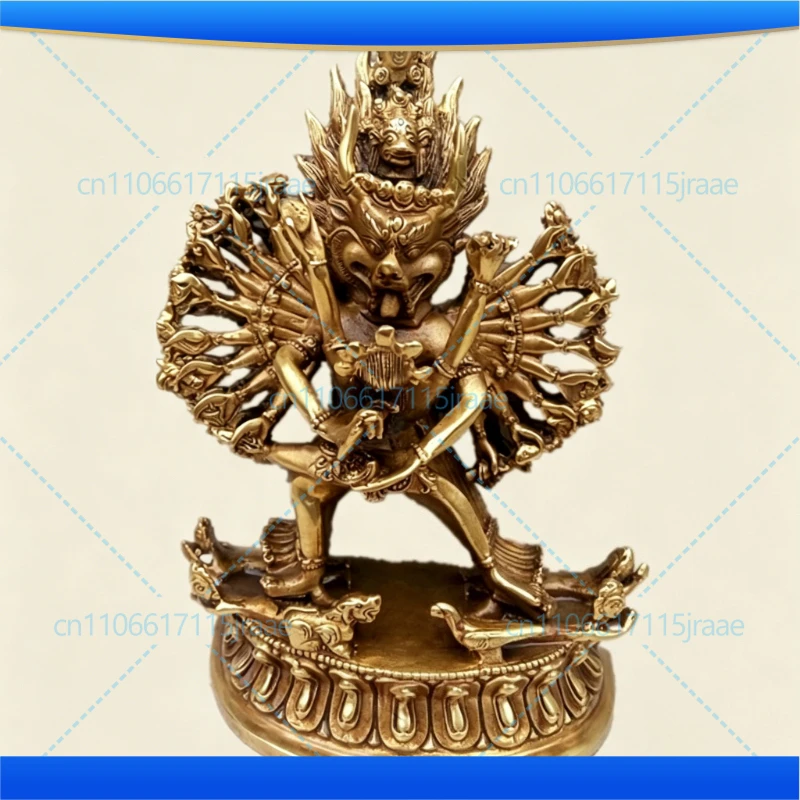 19cm Collectible Decorated Old Handwork Tibet Silver Carved Yamantaka Buddha Statue