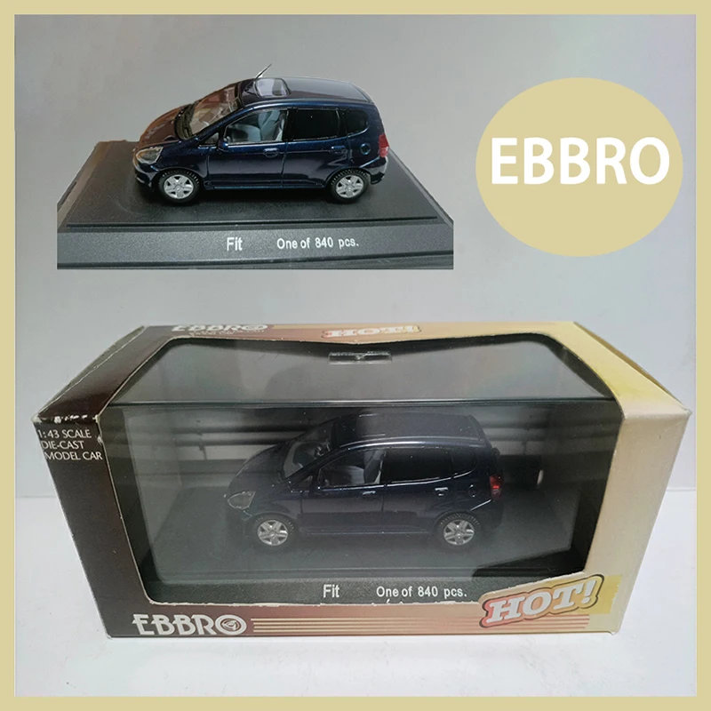 에브로 1:43 스케일 핏 재즈 메탈릭 블루 4도어 합금 스포츠카 모델 클래식 성인 기념품 선물 정적 디스플레이