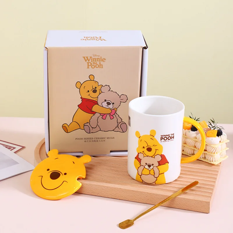 Anime Cartoon Pooh Bear Creative Ceramic Mug 500ML Coffee Cup Ceramic Milk Cups Drinkware Water Cup Gift Box