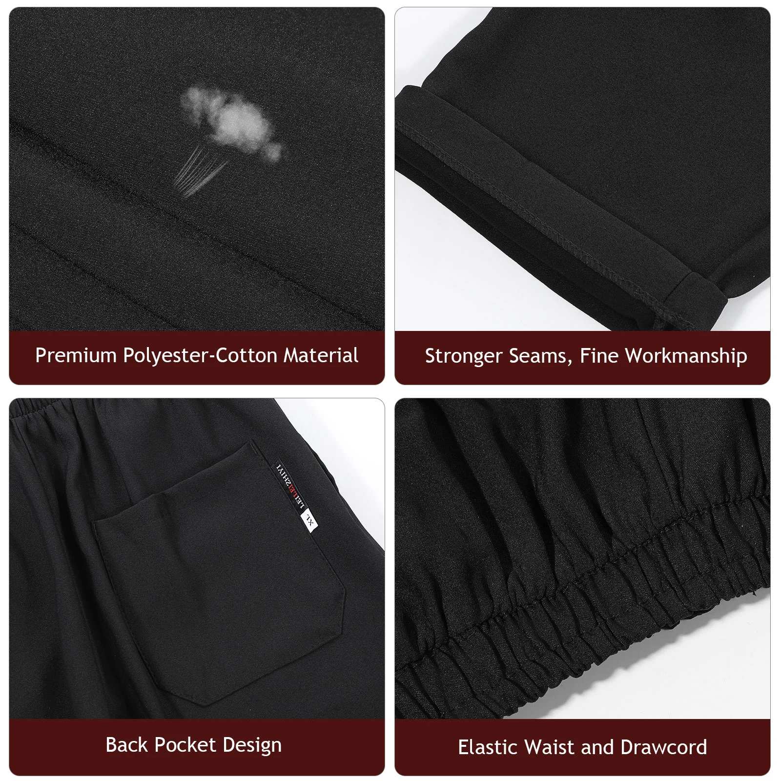 Chef Pants with Pocket Breathable Work for Men Black Suits Workwear Universal Cargo Overalls