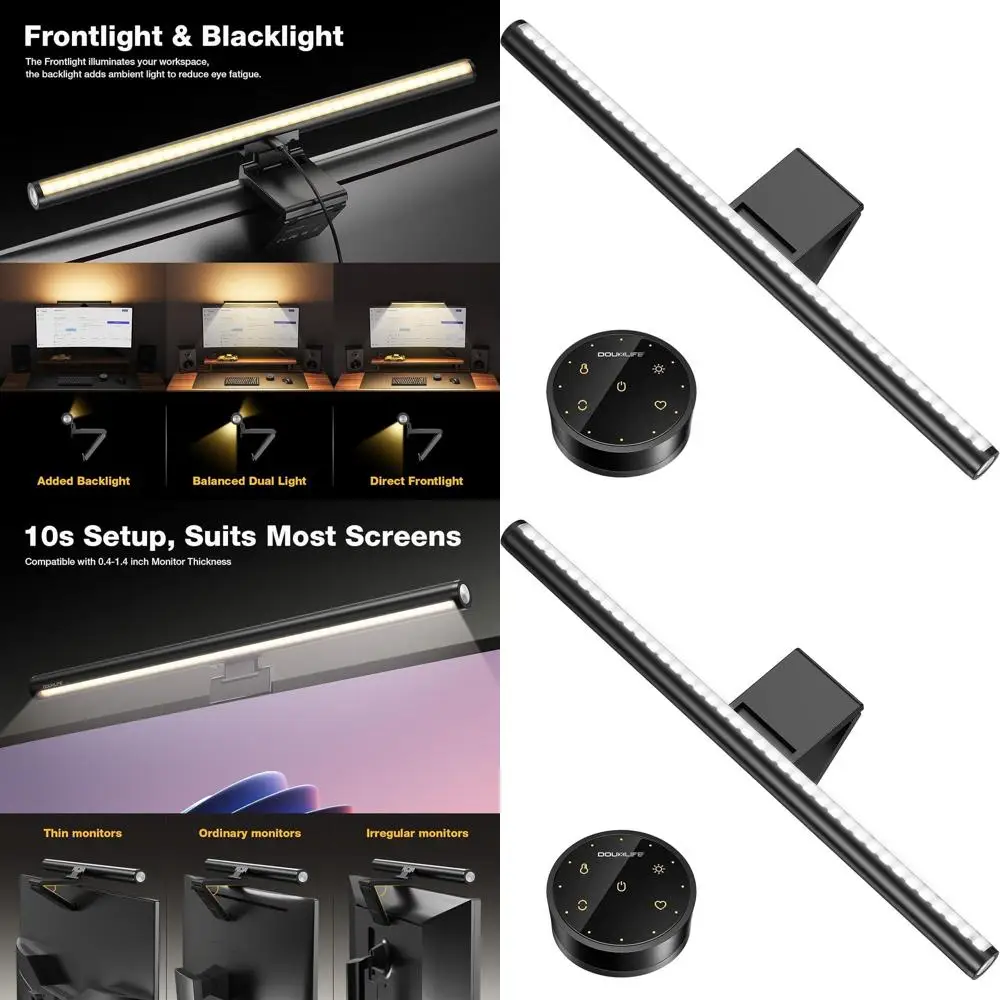 

Светодиодная настольная лампа с сенсорным и дистанционным управлением, регулировкой яркости и температуры цвета для компьютера, дома и игр, черная