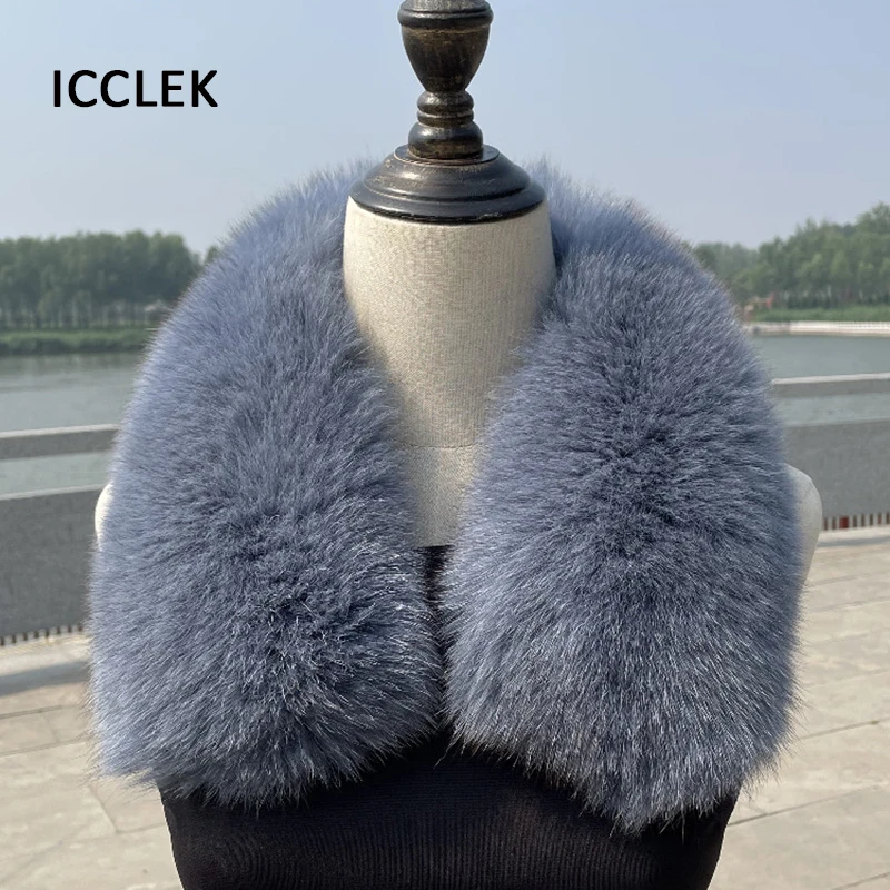 100% Real Fox Fur Collar For Women Men\'s Coat And Jackets Winter Warm Genuine Fur Scarf Clothing Accessories Fur Collar Square