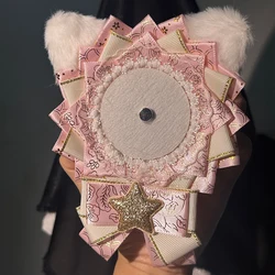 Cute Lolita Lace Cat Ear Badges Holder for 58-75Mm Ita Bag Bow Handmade School Backpack Diy Ornament Accessories Badge Holder