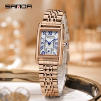SANDA 1116 Fashion Ladies Watch Elegant Rectangle Dial Water Resistant Quartz Movement Business Watch for Women Wristwatch Gift