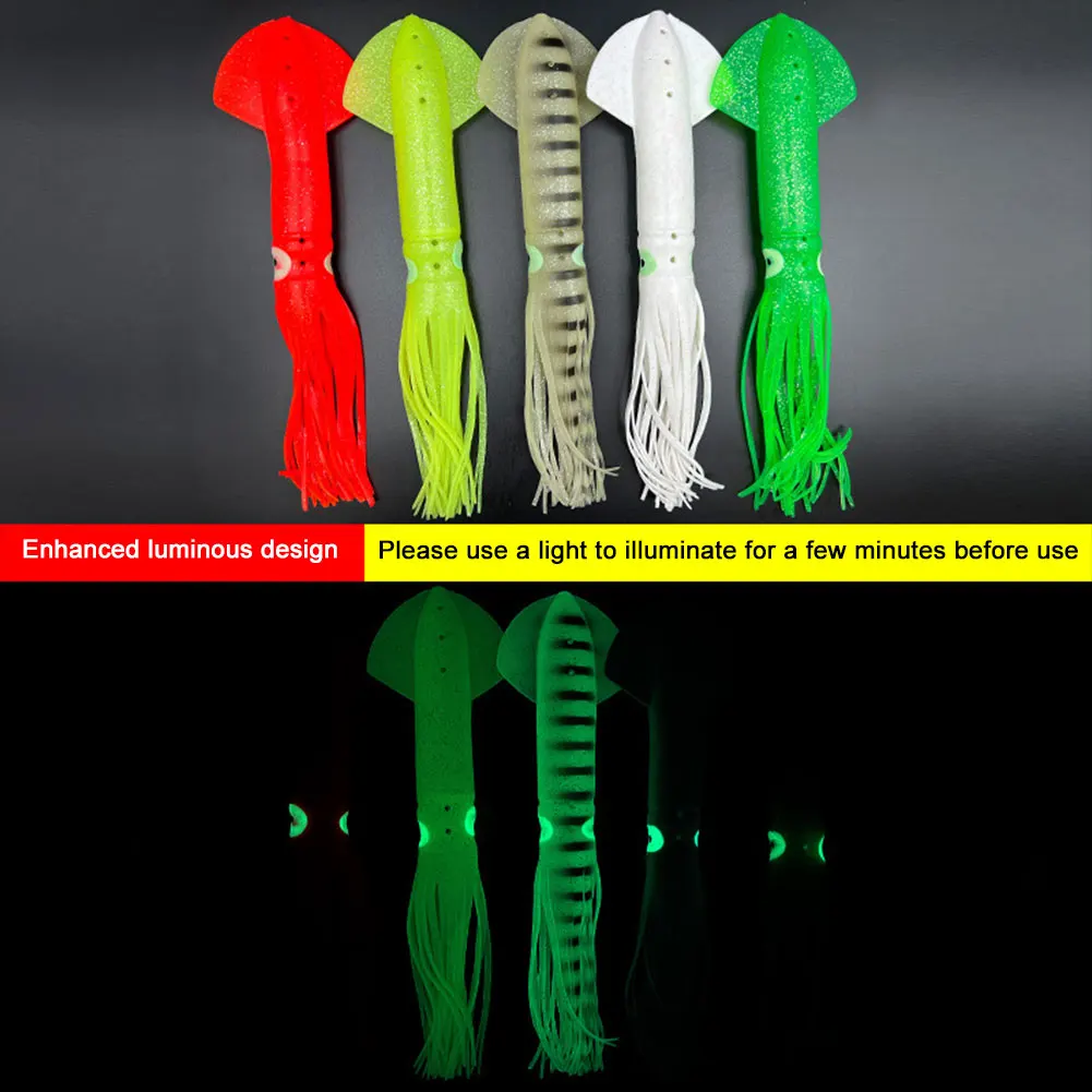 5 pezzi 30 cm esche morbide da pesca esche per calamari luminosi esche per calamari in silicone esche artificiali per acqua salata