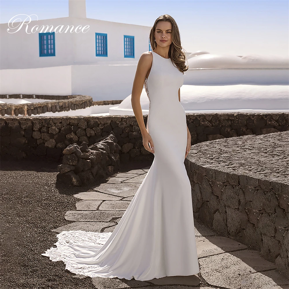 

Classic Lace O-Neck Mermaid Wedding Dress Appliques Sleeveless Spaghetti Straps Buttons Open Back Vestidos De Novia Customized