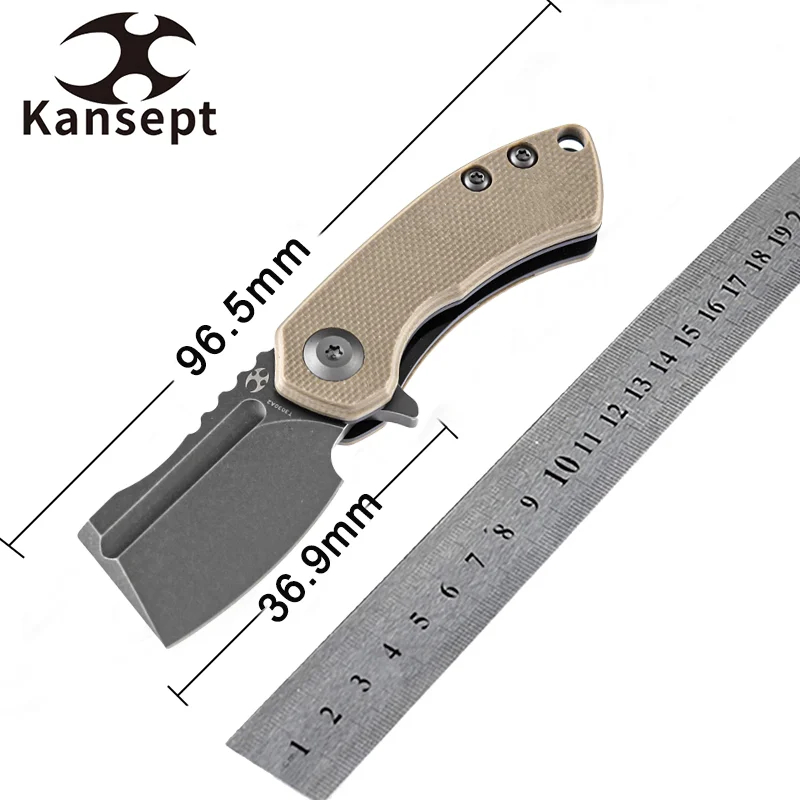 

Kansept Mini Korvid Folding Knives Koch Tools T3030A2 Under 3" Gray TiCn Coated 154CM Blade with Light Sand G10 for EDC Carry