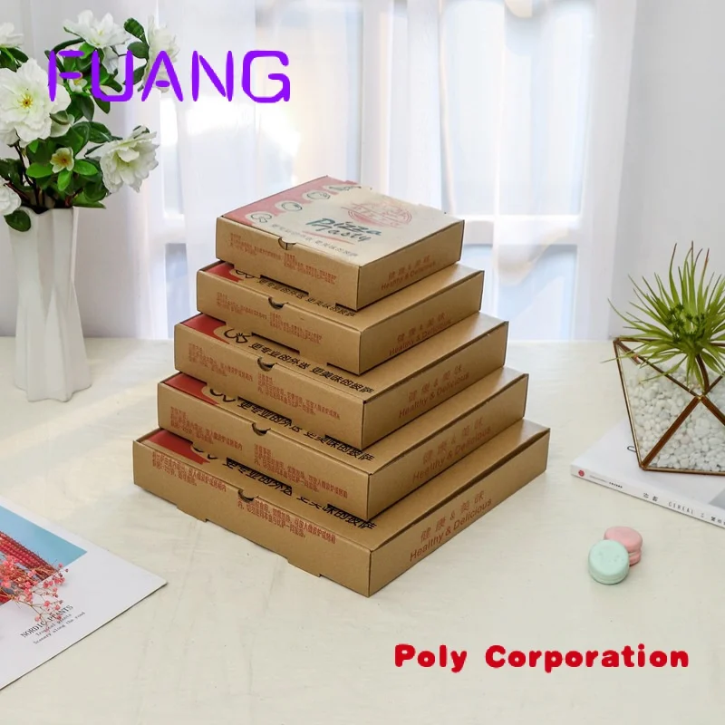 Custom  Wholesale 12 Inch Food Grade Biodegradable Corrugated Black Kraft Paper Packaging Empty OEM Custom Printed Pizza Box