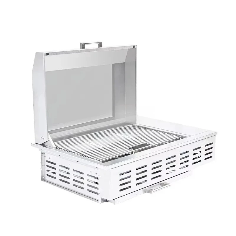 304 Stainless Steel High End Built In Gas BBQ Grill 5-Burner Auto Ignition Heat Control AntiScald  Handle  Patio  Party  Cooking