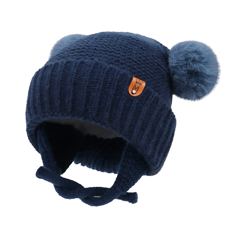 Baby Hat Boys Girls Cute Pompom Caps Bonnet Autumn Winter Ear Warm Baby Beanie Newborn Children\'s Hats Knitted Solid Kids Caps