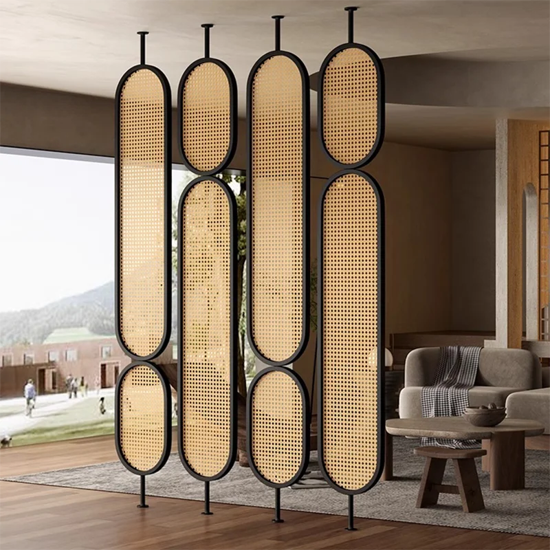 Simple rattan screen partition office tea room hotel catering decoration block new Chinese entrance entrance screen
