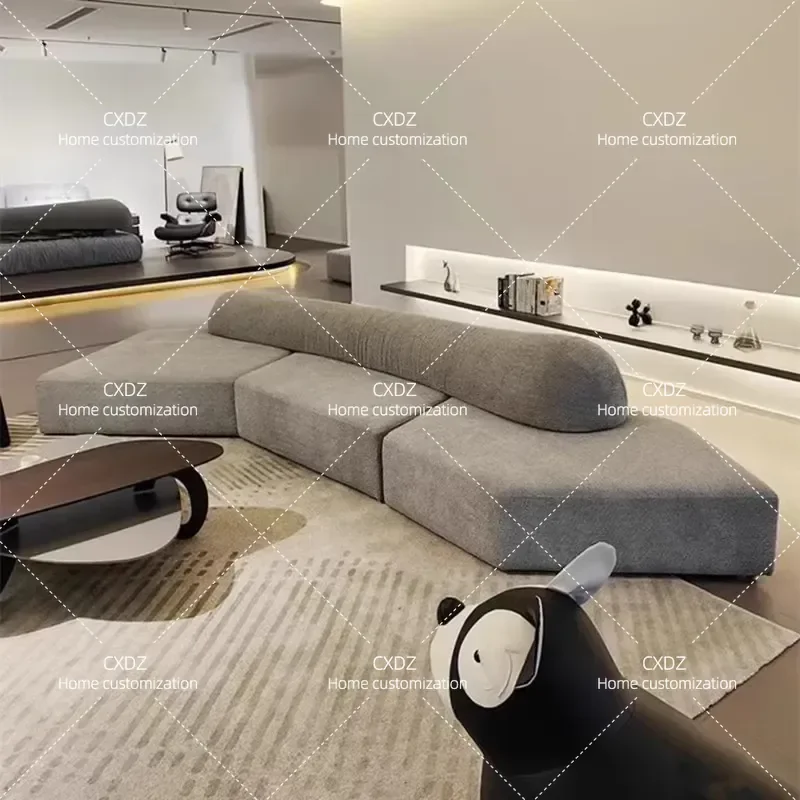 Italian Minimalist Rock Fabric Sofa Large Apartment Living Room Furniture Villa Special Shaped Combination Module Sofa