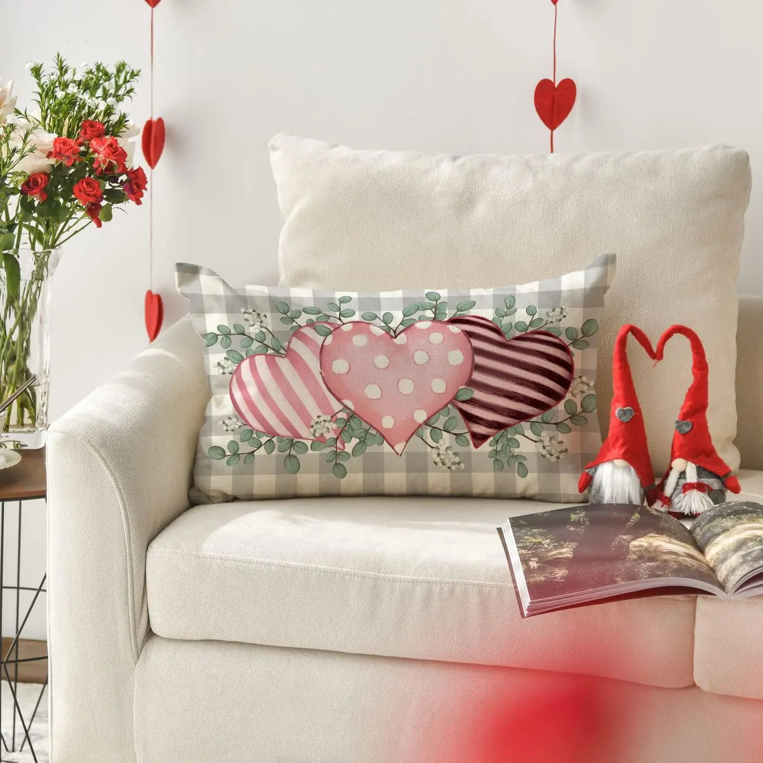 VIKAMA Kissenbezug mit Herz-Aufdruck „LOVE YOU“, dekorativer Kissenbezug für Sofas, Schlafzimmer und Arbeitsstühle, Valentinstagsgeschenk