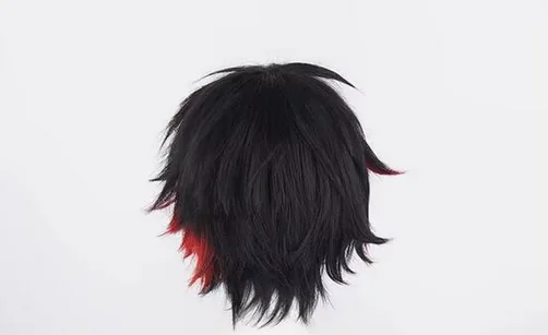 Cosplay Wig Short Black Mixed Red Heat Resistant Synthetic Hair Halloween Party Carnival