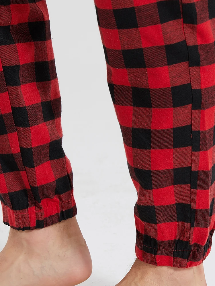 Men\'s Plaid Sleeping Pants Fashion Loose Casual Home Plaid Drawstring Trousers