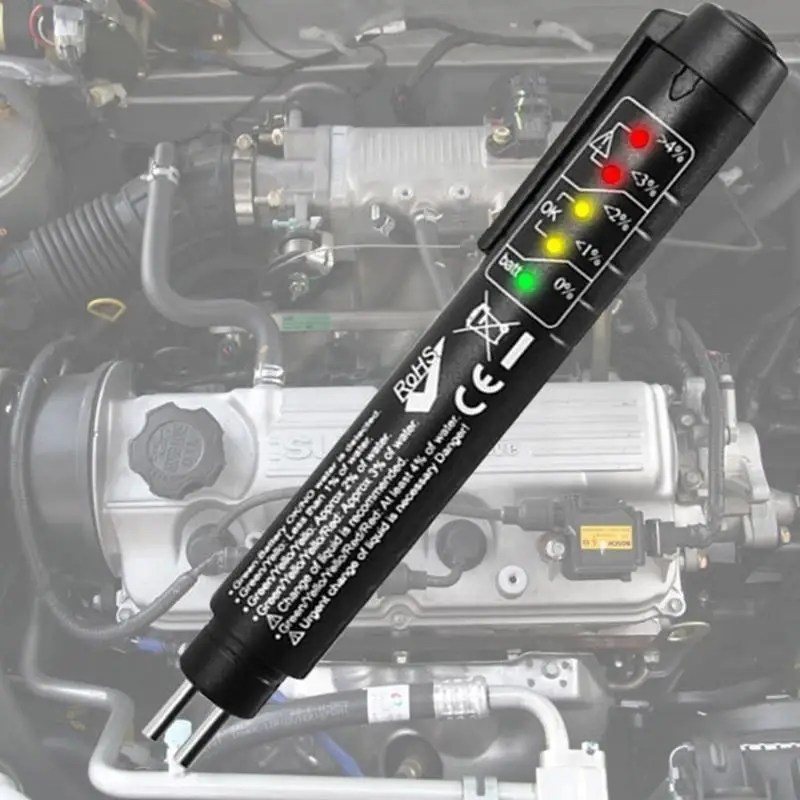6XDF Brake Fluid Tester Pen Diagnostic Testing Tool with 5 LED Indicators Hydraulic Liquid Oil Moisture Accessories