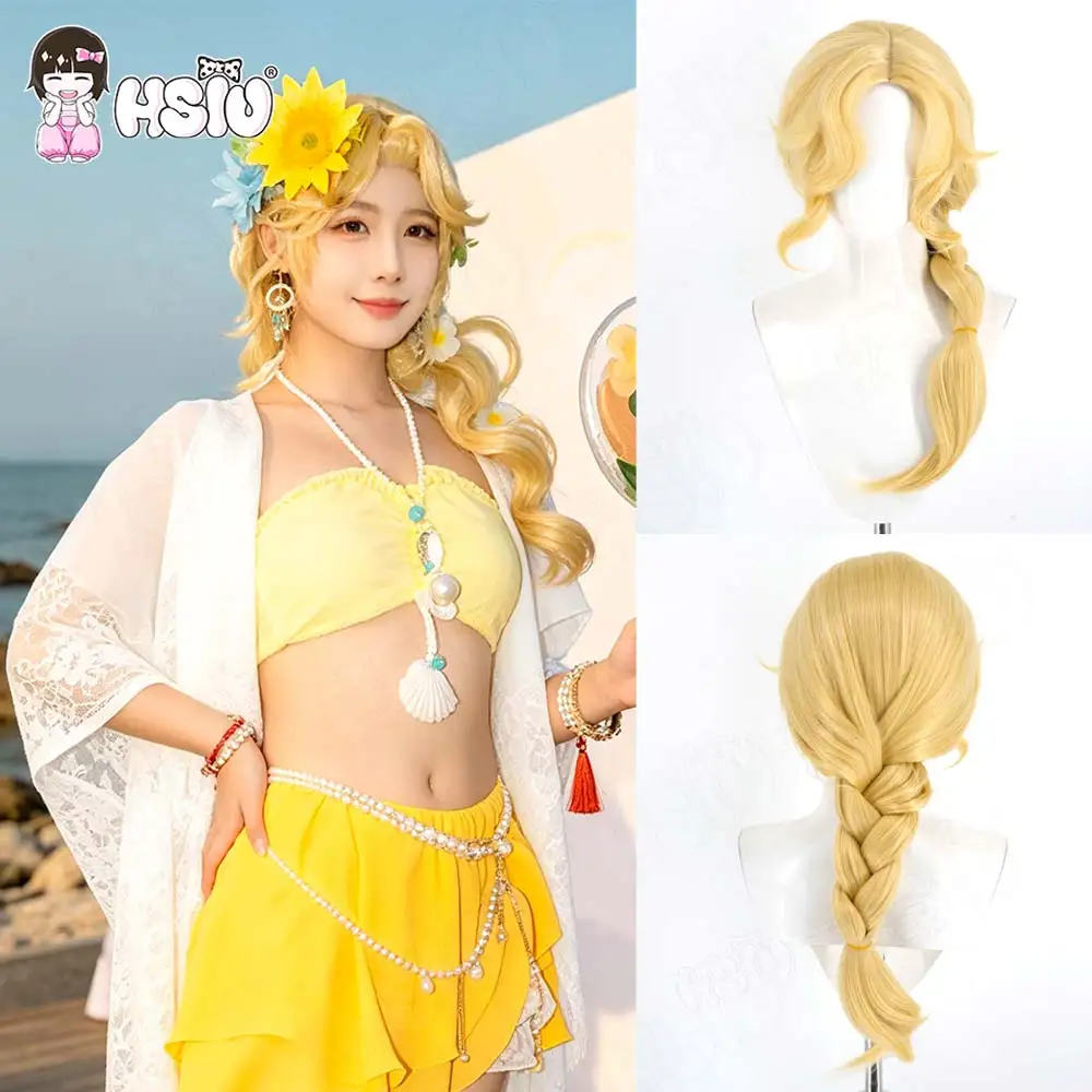 Heat Resistant Synthetic Fibers Wig Grace Naiad Identity V Long Yellow Curly Free Cap DIY Styling Kits for Pro Fans