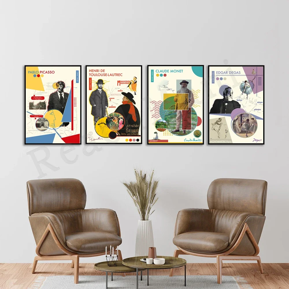 Edgar Degas Paris Opera Dancer Claude Monet Water Lily Painter Luz-Lautrec Picasso Portrait Painter Cubism Decorative Poster