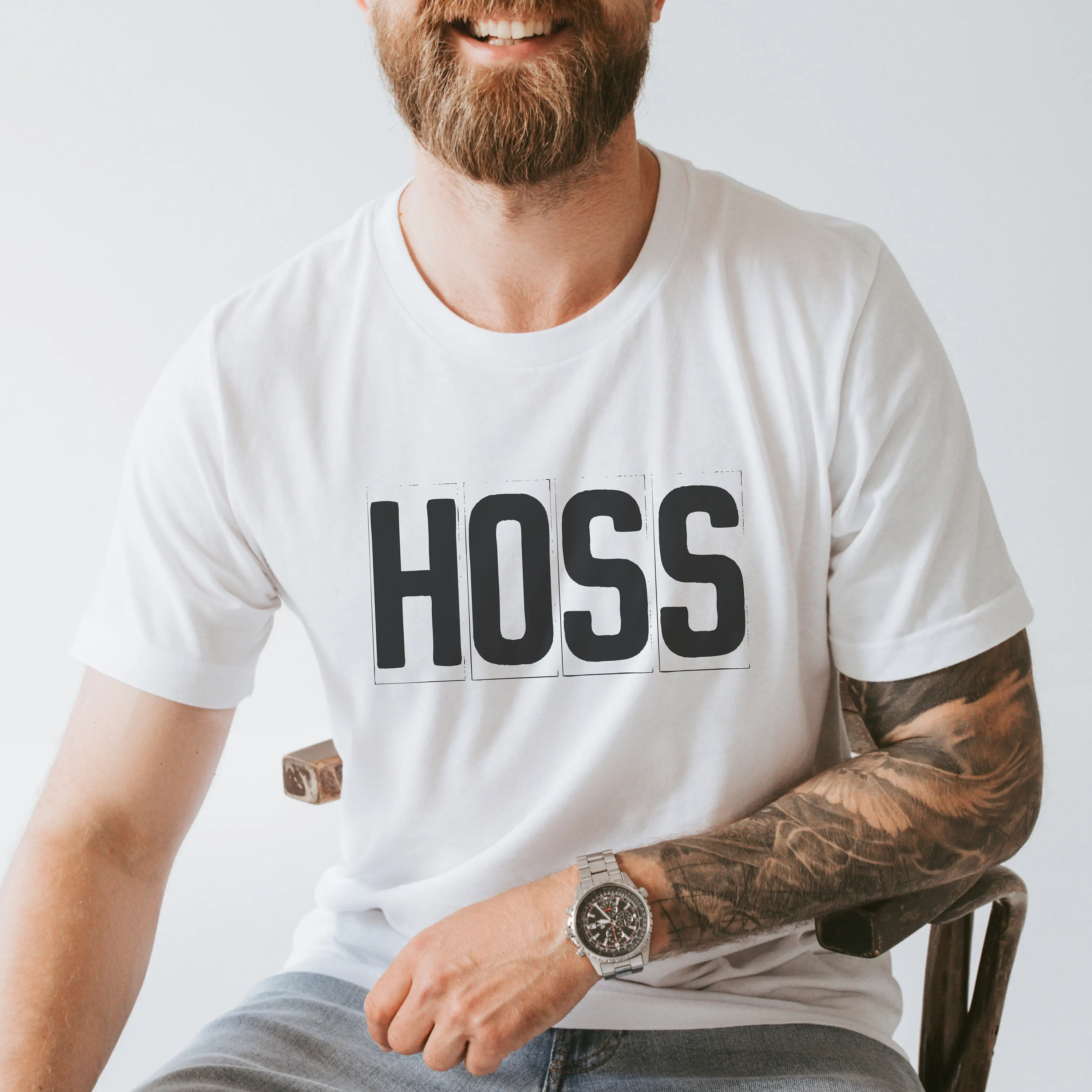 Hoss Bella Canvas T Shirt For Dad Funny Fathers Day Grandpa Grandaddy Pappy Pappa Pops Birthday New Man In Charge