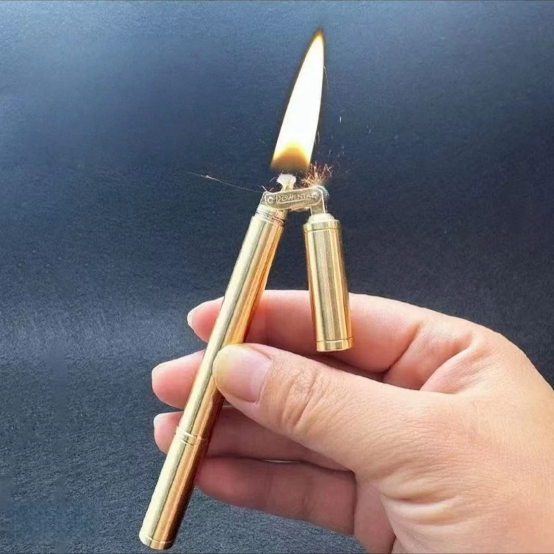 

Metal Retro Double Bar Lighter Outdoor Windproof Personalized Cool and Cool Rotatable Decompression Lighter Men's Gift